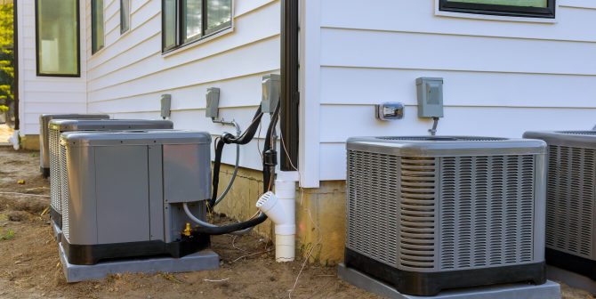 Air conditioning system in the installation under construction new house Air conditioning system in the installation under construction new house