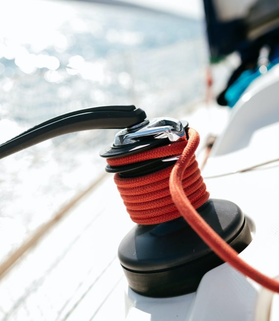 Portrait of sailboat equipment consisted of winch and rope Portrait of sailboat equipment consisted of winch and rope